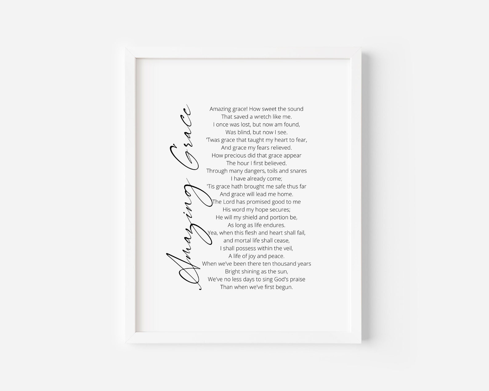 Amazing Grace Printable, Hymn Lyrics, Printable Hymns Etsy