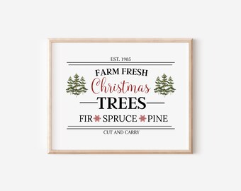 Farm Fresh Christmas Trees Digital Print, Christmas Digital Download Print, Farmhouse Christmas Signs