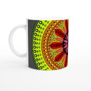 Tribal Mandala Ceramic Mug | Vibrant Boho Coffee Cup (11oz) image 1