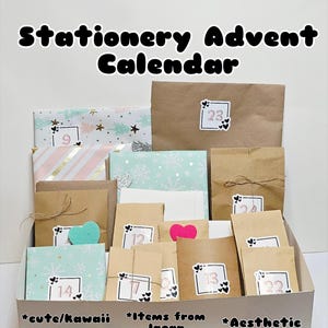 Stationery Advent Calendar,  24 day advent calendar, Stationery Bag, Kawaii grab bag, journaling, scrapbooking, stickers