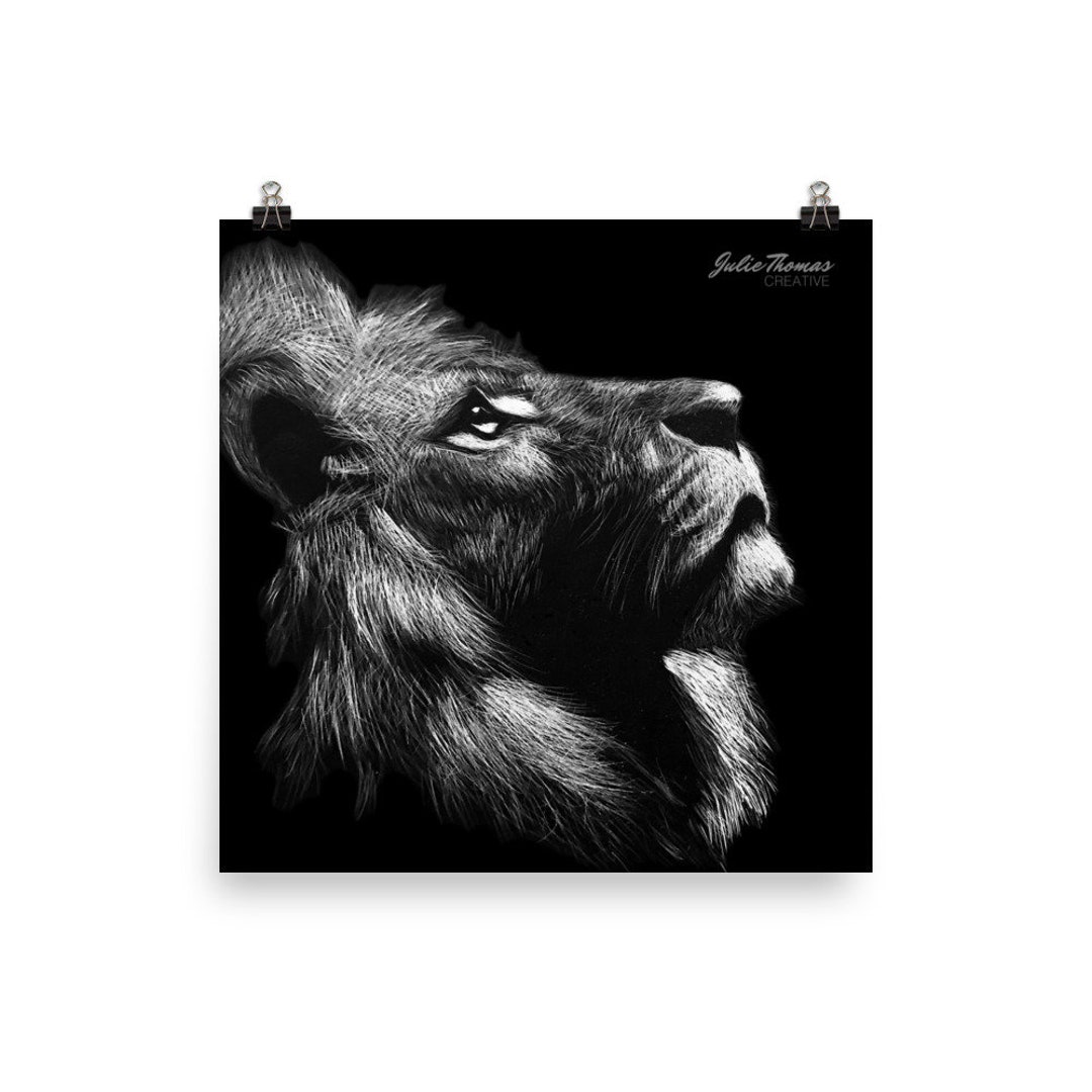 Lion Scratchboard Etsy