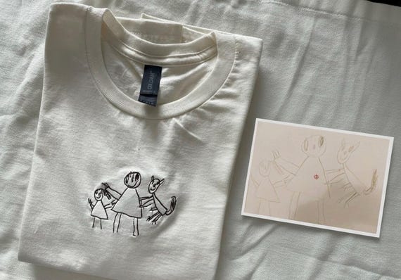 Custom Kids Drawing Embroidered Sweatshirt – shirt Personalized Art Gift