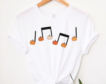 Pumpkin Music Note T-shirt, Fall Music Teacher Tee, Halloween Music Shirt, Halloween Music Teacher Shirt