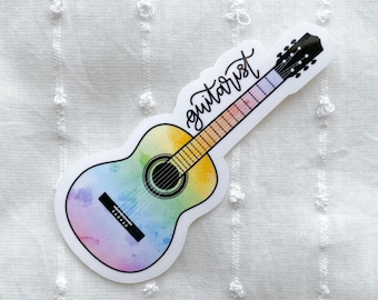 Guitar Sticker, Guitarist Sticker, Instrument Decal, Music Sticker, Waterproof Vinyl Sticker