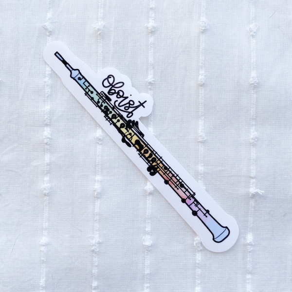 Oboe Sticker, Oboist Sticker, Instrument Decal, Waterproof Vinyl Sticker