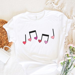 Valentine Heart Music Notes T-shirt, Valentines Day Music Tee, Valentines Teacher Shirt, Valentines Day Music Shirt