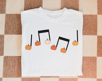 Pumpkin Music Note T-shirt, Fall Music Teacher Tee, Halloween Music Shirt, Halloween Music Teacher Shirt