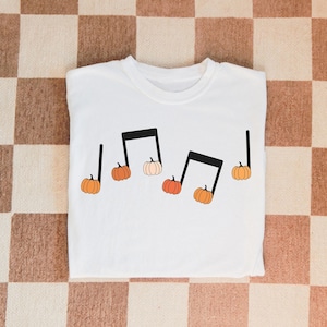 Pumpkin Music Note T-shirt, Fall Music Teacher Tee, Halloween Music Shirt, Halloween Music Teacher Shirt