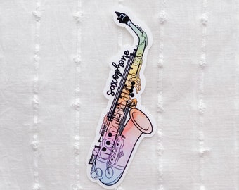 Saxophone Sticker, Saxophonist Sticker, Instrument Decal, Waterproof Vinyl Sticker