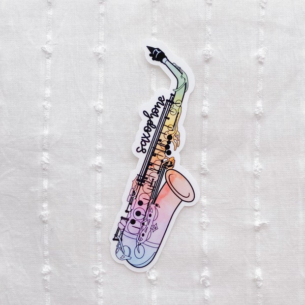 Saxophone Sticker, Saxophonist Sticker, Instrument Decal, Waterproof Vinyl Sticker