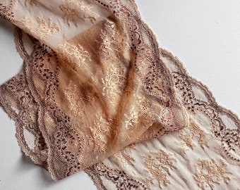 Pizzo elasticizzato floreale color nude per creare completini di lingerie fatti a mano su misura