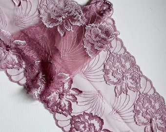 Pizzo ricamato floreale rosa per creare completini di lingerie fatti a mano su misura