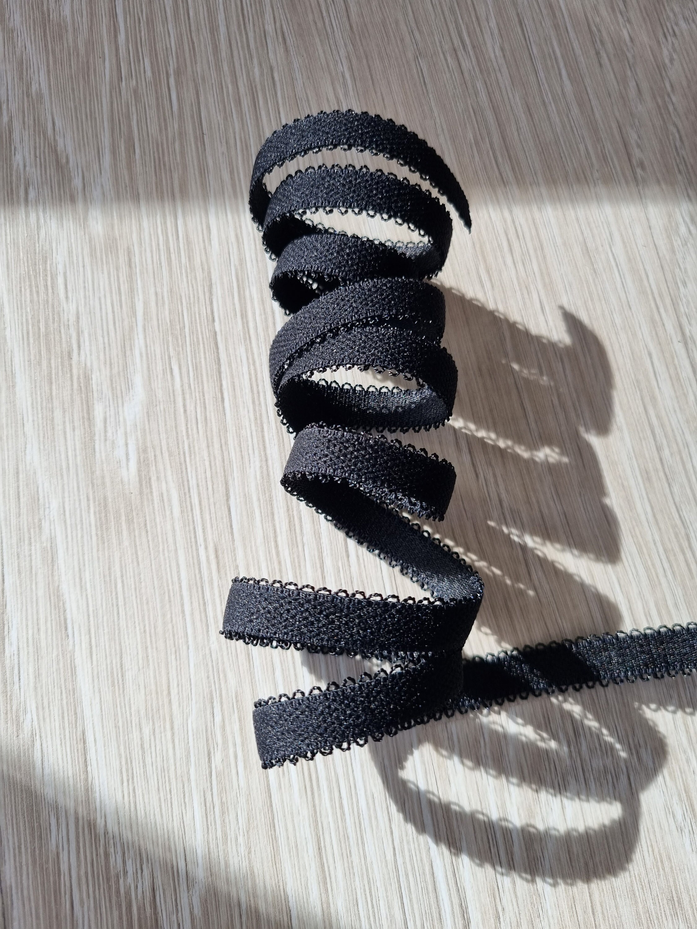 Black scalloped strap elastic, 9mm, bra elastic