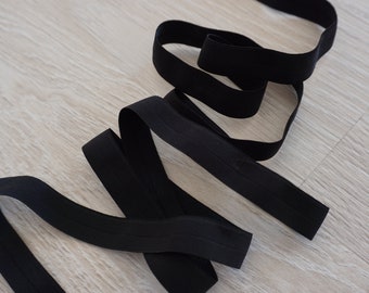 Black foldover elastic, 15mm, bra elastic, elastic for underwear