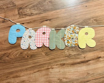 Personalized Fabric Letter Banner | Custom Quilted Garland