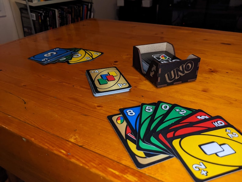 UNO Playing Card Holder Laser Cut and Engraved Wood UNO Card Etsy