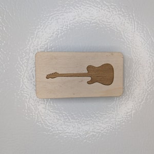 Lefty Telecaster Guitar Magnet - Maple Wood | Laser Cut and Engraved Wood Magnet | Fender Telecaster Magnet