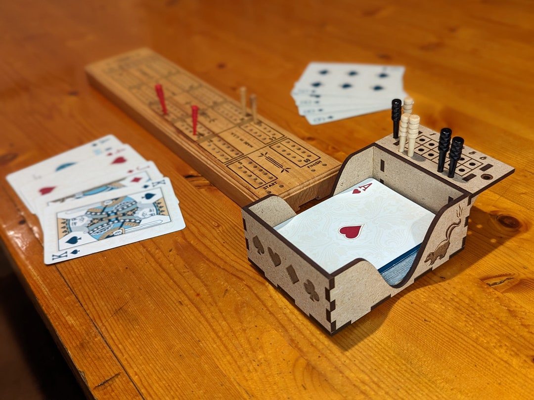 Cribbage Caddie Score Keeper and Playing Card Holder Laser Cut and