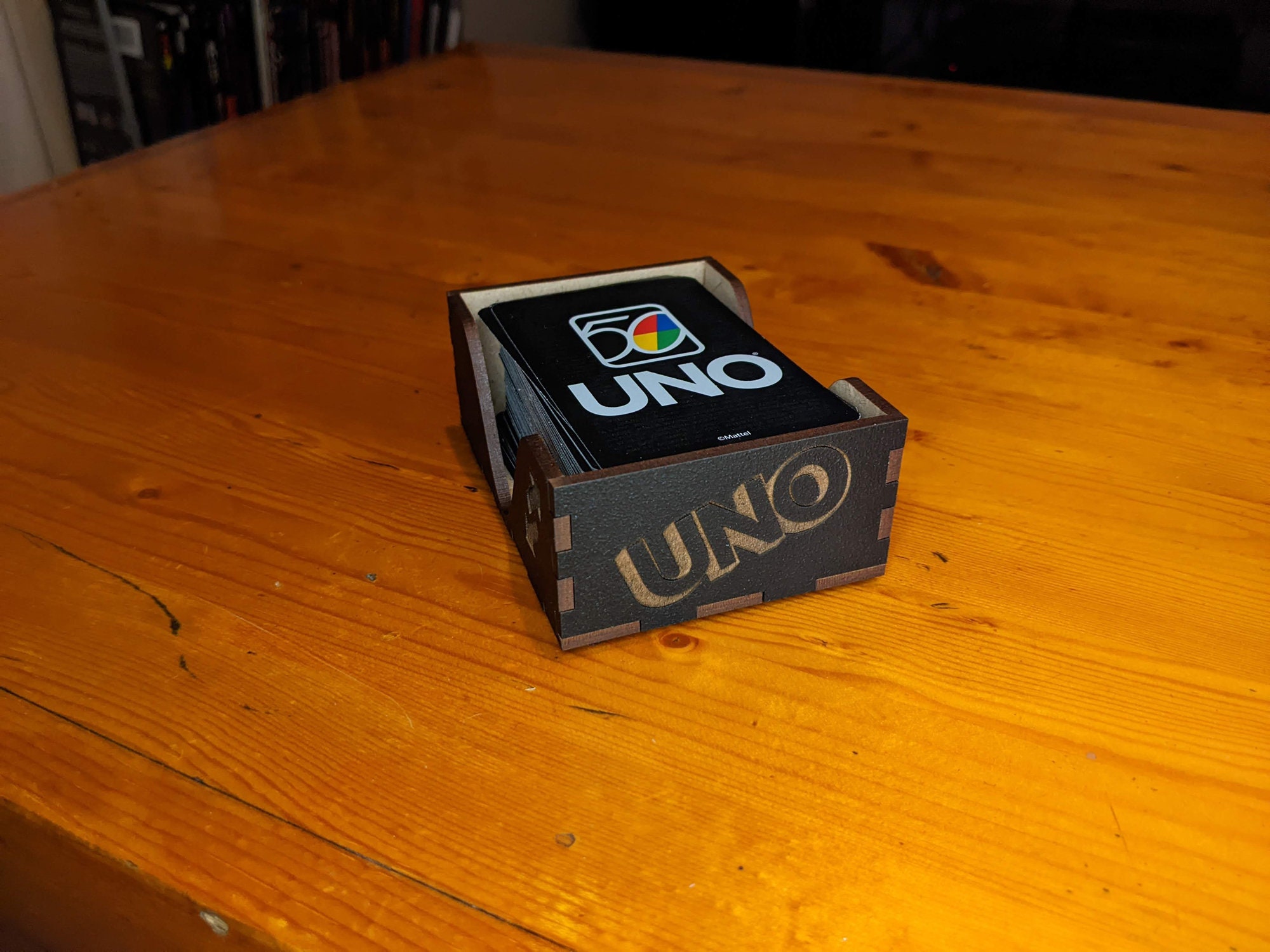 UNO NO MERCY Card Game Box Personalized Laser Wood Cut 