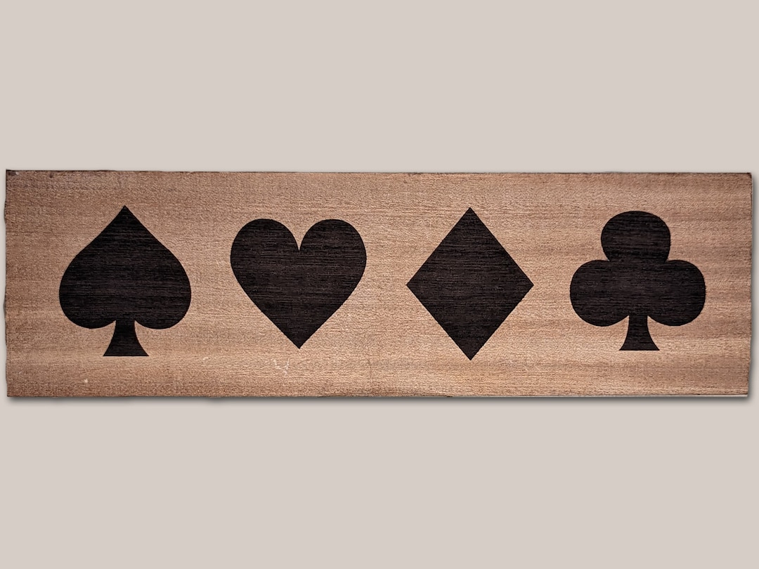 Playing Card Symbols Wall Art | Laser Engraved Wood Sign - Etsy
