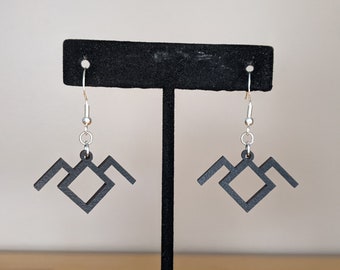 Twin Peaks Black Lodge Symbol Earrings | Wood Dangle Earring | Laser Cut Wood Earring | Twin Peaks