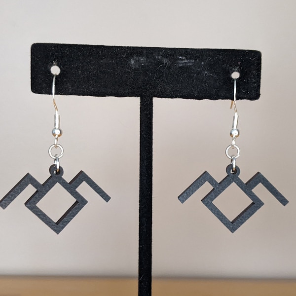 Twin Peaks Black Lodge Symbol Earrings | Wood Dangle Earring | Laser Cut Wood Earring | Twin Peaks