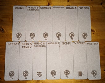 Filmcollectie Display Tags - Genre | Houten filmlabels
