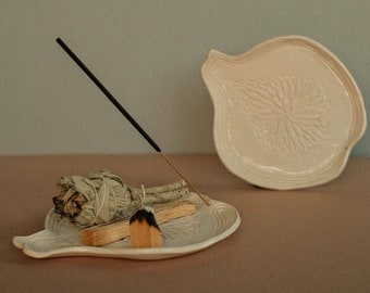 Handmade Ceramic Fig Incense Holder: Minimalist Yoga Decor