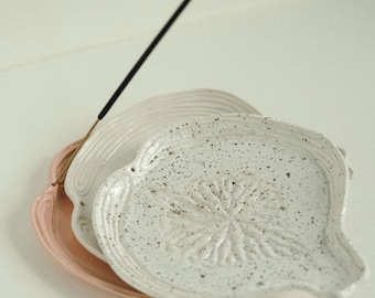 Handmade Ceramic Fig Incense Holder: Dotted Minimalist Decor