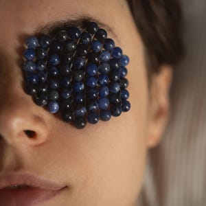 Natural Blue Sodalite Stone Eye Patches | Sustainable Natural Eye Mask| Eye Relaxation & Meditation | Spa Reusable Eye Cover