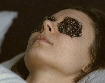 Cerotti per gli occhi in agata scura – Maschera per gli occhi in pietra rinfrescante riutilizzabile per gonfiore, rilassamento e sollievo dalla tensione – Trattamento naturale per gli occhi