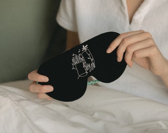 Handmade Sleep Mask For Women  | Horoscope Embroidery | 100% Natural Italian, Velvet | Eye Mask | Included Storage Pouch and Aroma Insets