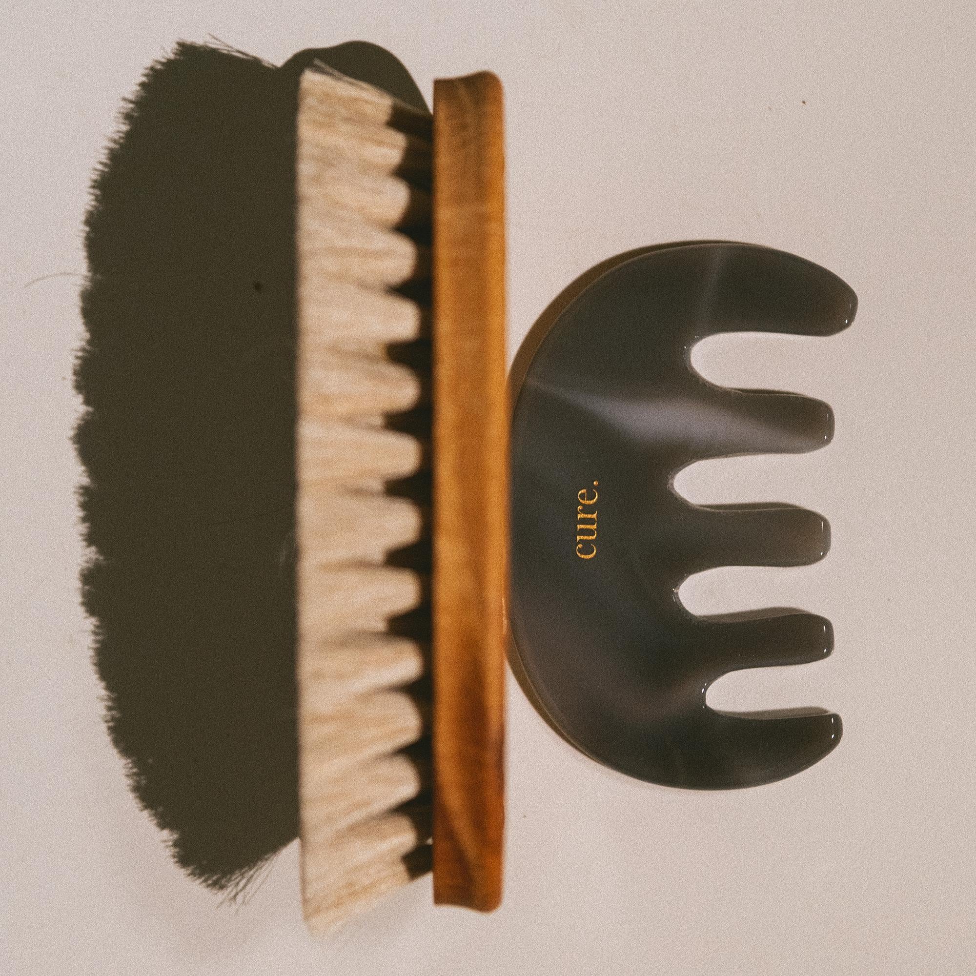 Agate Face Massage Set - Heart Gua Sha and Stone Comb for Sculpting, Lifting, Relaxation and Tension Relief