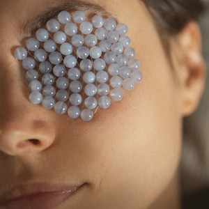 Natural Blue Lace Agate Eye Patches | Sustainable Natural Eye Mask| Eye Relaxation & Meditation | Spa Reusable Eye Cover
