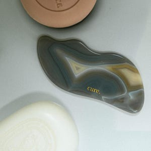 Natural Agate Stone Gua Sha | Facial Massage Stone and Body GuaSha Massage Stone | Lymphatic Drainage , Lift and Tone Tool