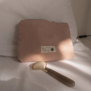 Natural Cotton Velvet MakeUp Bag | Velvet Makeup Pouch |  Cosmetic Pouch Skincare Bag for Women | Cotton Toiletry Bag | Jewelry Pouch