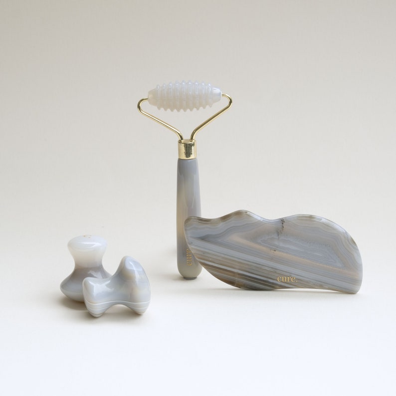 Deep&full Face and Body Massage Set Natural Agate Mushroom Gua Sha