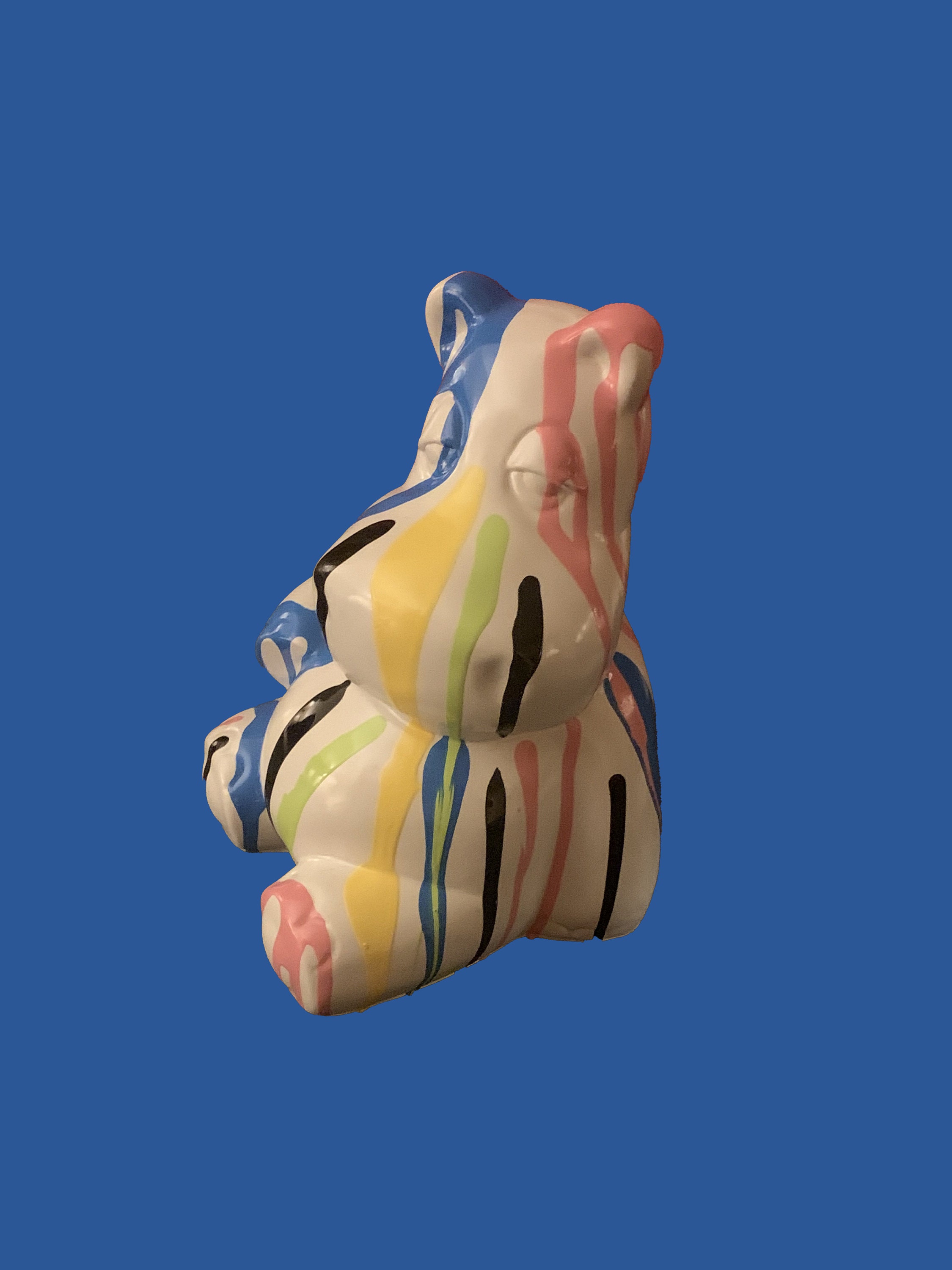 Petit Hippopotame Blanc à Décors Trash