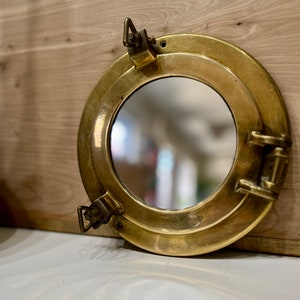 Vintage Brass Mirror / Brass Nautical Porthole Mirror