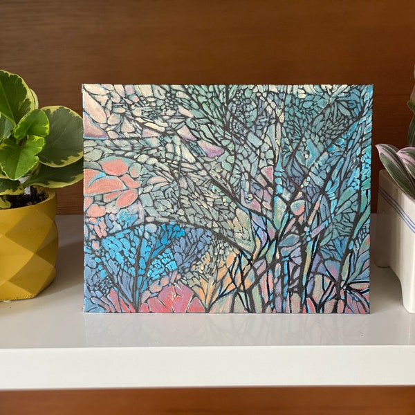 Through my Window Acrylic original painting 5x7 canvas board