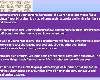 Natal Chart Reading, In depth- Custom Astrology Readings -Love Readings,  Birth Chart Reading Interpretation- Karmic Birth Chart Analysis