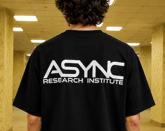 Camiseta gráfica pixelada del Instituto de Investigación Async, camiseta de terror espacial liminal