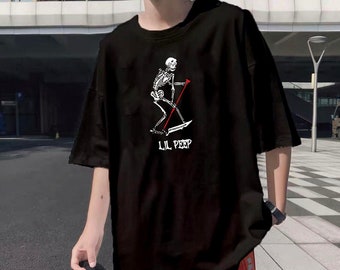 Camiseta Lil Peep "Esqueleto", Camiseta de rap gótico punk