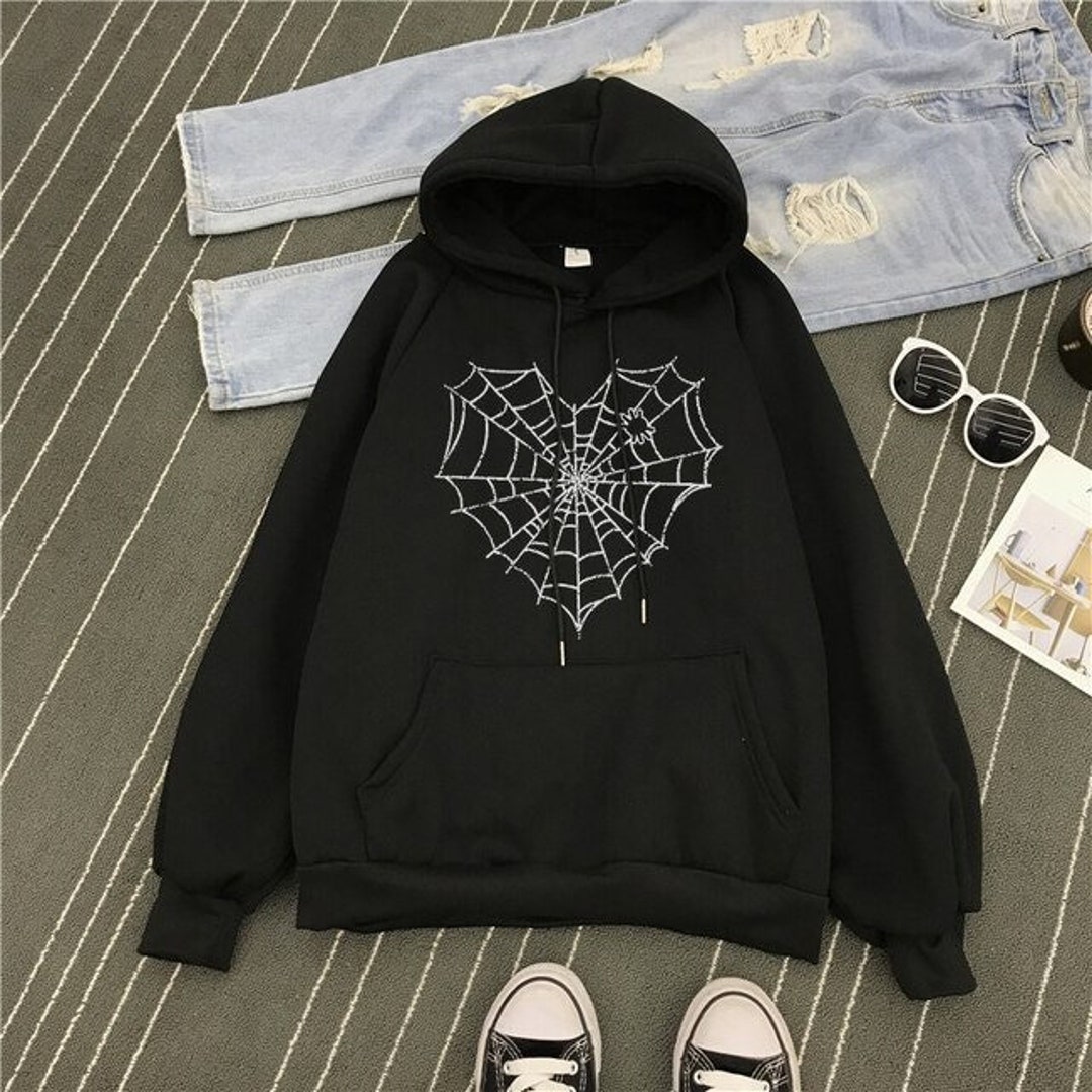 Spider Web Hoodie / Punk Hoodie, Gothic Hoodie, Aesthetic Clothing