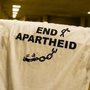 Camiseta "Fin al Apartheid", camiseta inspirada en "Backrooms" de Bobby Franklin, terror espacial liminal. imagen 3