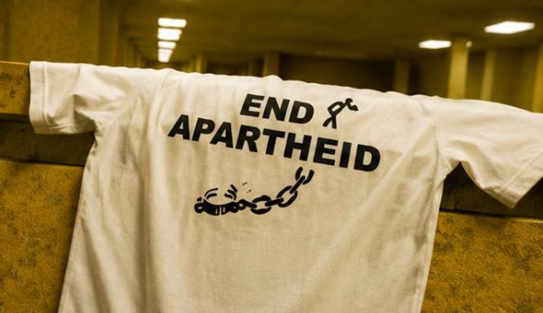 Camiseta "Fin al Apartheid", camiseta inspirada en "Backrooms" de Bobby Franklin, terror espacial liminal. imagen 3