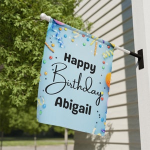 Personalized Happy Birthday Garden Flag, Birthday Cake Flag, Party Flag, Birthday Sign, Garden Decor, Yard Decor (B9)