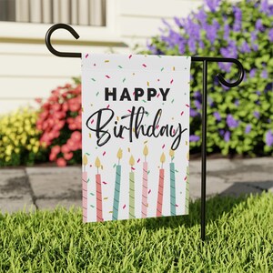 Happy Birthday Garden Flag, Birthday Cake Flag, Party Flag, Birthday Sign, Garden Decor, Yard Decor (B7)