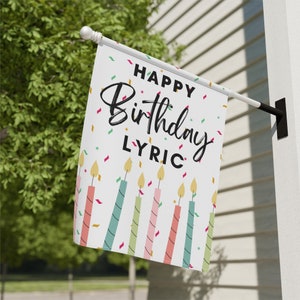Personalized Happy Birthday Garden Flag, Birthday Cake Flag, Party Flag, Birthday Sign, Garden Decor, Yard Decor (B6)