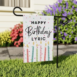 Personalized Happy Birthday Garden Flag, Birthday Cake Flag, Party Flag, Birthday Sign, Garden Decor, Yard Decor (B6)